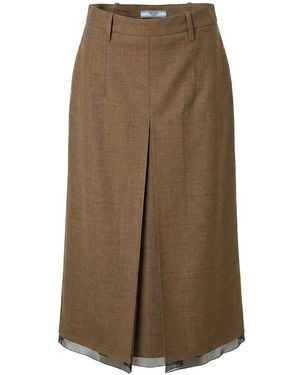 Prada Wool Midi Skirt - Natural