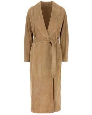 Fendi Camel Suede Coat - Natural