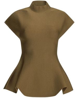 KHAITE Andra Casual Viscose Polyamide Top - Green