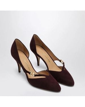 Ferragamo Court Shoes With Gancini Detail Dark Barolo - Brown
