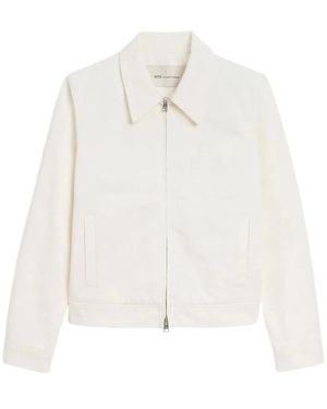 Ami Paris Tonal Ami De Coeur Zipped Jacket - White