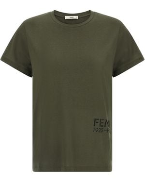 Fendi T-Shirt With 'Stencil' Print - Green