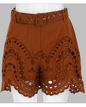 Charo Ruiz Dune High Waisted Scalloped Shorts - Brown
