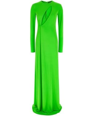 Tom Ford 'Long Sleeve Slash Front Evening' Dress - Green