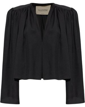 Valentino V-Neck Long-Sleeved Jacket - Black
