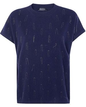 Fabiana Filippi Platinum Cap Sleeve Jumper With Embrodery - Blue