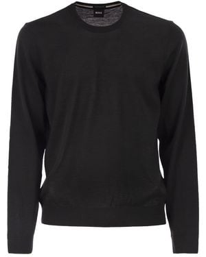 BOSS Slim Fit Crew Neck Sweater - Black