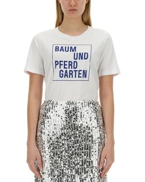 Baum und Pferdgarten T-Shirt With Print - White