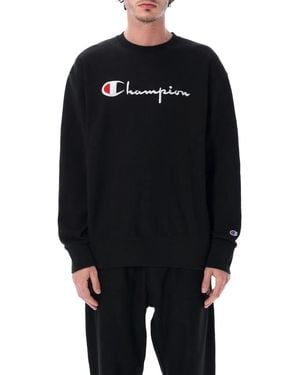 Champion Crewneck Sweatshirt With Logo - Black