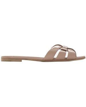 Saint Laurent Tribute Nu Pieds Leather Flat Sandals - Pink