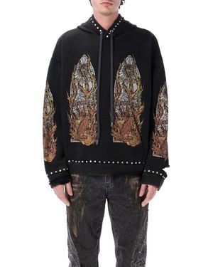 Who Decides War Studded Graphic Cotton Hoodie - Black