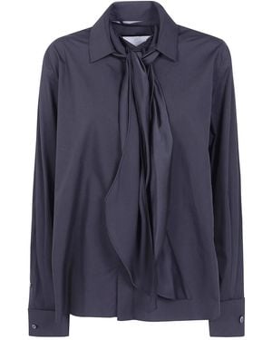 Sacai Poplin Shirt With Satin Tie - Blue