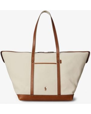 Polo Ralph Lauren Canvas Travel Bag With Leather Profiles - Natural