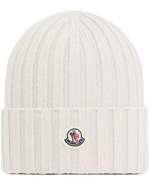 Moncler Virgin Wool Beanie Hat - White