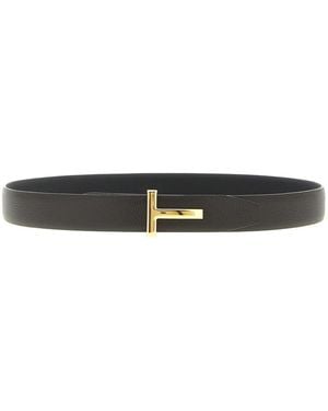 Tom Ford Hammered Reversible Belt - Black