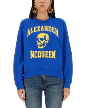 McQueen Varsiity Skull Sweatshirt - Blue