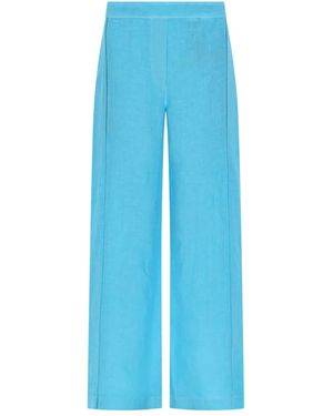 120% Lino Pantalone Ampio - Blue