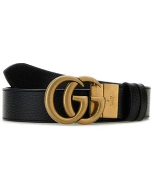 Gucci Reversible Belt With Double G Buckle - Black