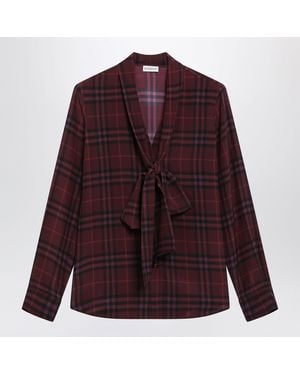 Burberry Check Silk Shirt - Purple