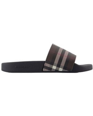 Burberry Furley Large Check Sandals - Black
