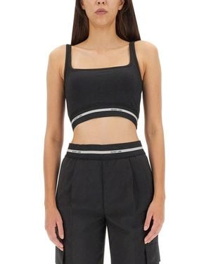 Helmut Lang Crop Top With Logo - Black
