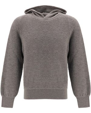Piacenza Cashmere Virgin Wool Hooded Sweatshirt Fleece Ovis Aries Sweatshirts - Grey