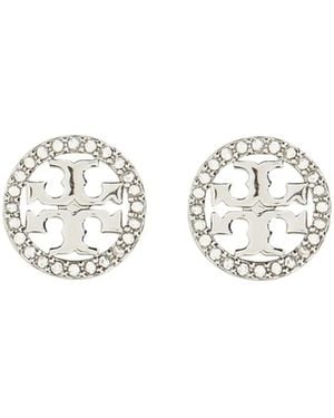 Tory Burch Tone Crystal Stud Earrings - White