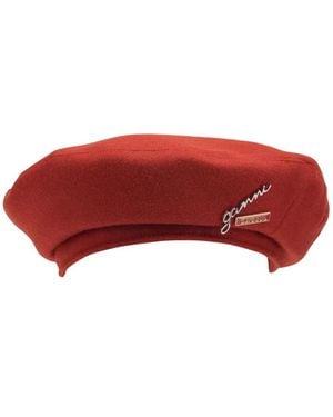Barbour X Ganni Wool Beret - Red