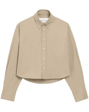 Ami Paris Ami De Coeur Embossed Cropped Shirt - Natural