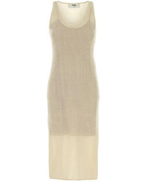 Fendi Mesh Knitted Dress - White