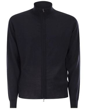 John Smedley Extra Fine Merino Wool Cardigan - Blue