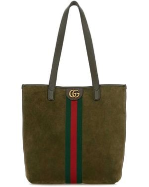 Gucci Suede Ophidia Shopping Bag - Green