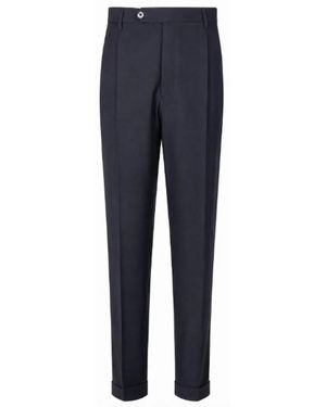 GTA Charcoal Virgin Wool Cotton Polyamide Trousers - Blue