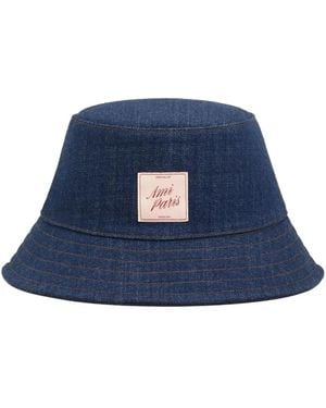 Ami Paris Topstitchings Denim Hat - Blue