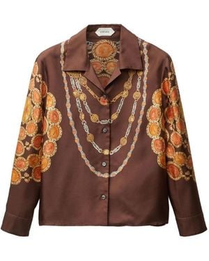 Versace Chain Print Buttoned Shirt - Brown