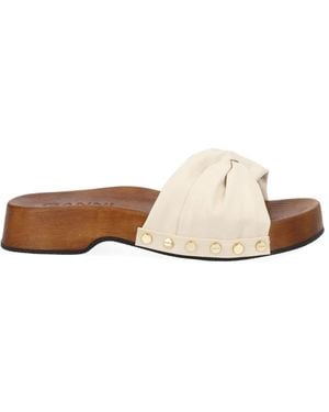 Ganni Multicolor Recycled Leather Polyurethane Polyester Sandals - White