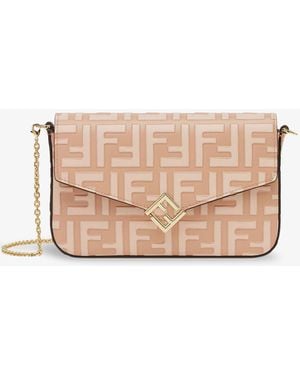 Fendi Wallet On Chain Ff Diamonds Leather Shoulder Bag - Natural