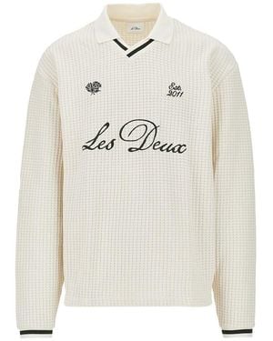 Les Deux Knitted Polo Shirt With Logo Embroidery - White