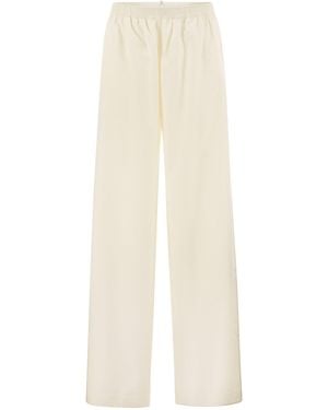 Fabiana Filippi Virgin Wool Flannel Trousers With Elasticated Waistband - White