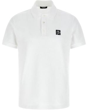 Balmain Embroidery Polo Shirt - White