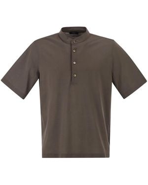Herno Jersey Polo Shirt With Seraph Collar - Gray
