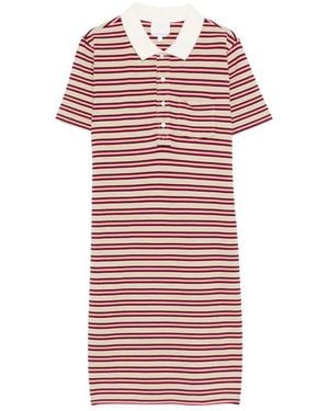 A.P.C. Raye Cotton Striped Polo Dress - Red