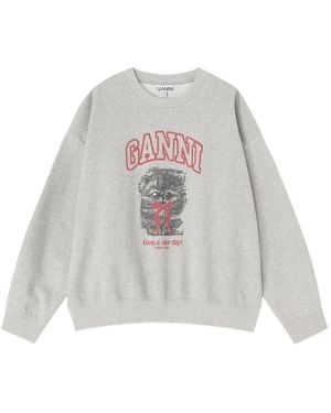 Ganni Margot Kitty Organic Cotton Sweatshirt - White