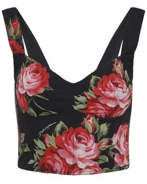 Dolce & Gabbana Dolce & Gabbana Rose Bouquet Print Bustier Top - Red