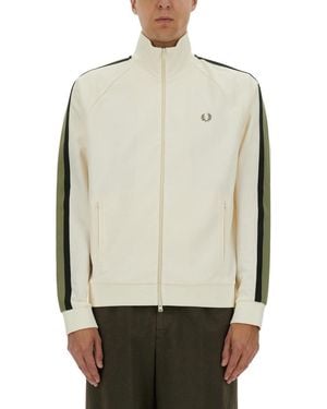 Fred Perry Track Jacket With Contrasting Webbing - Natural