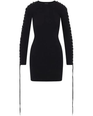Balenciaga Lace-Up Cotton Mini Dress - Black