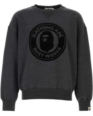 A Bathing Ape Over Dye Busy Works Relaxed Fit Crewneck Sweatshir - Black