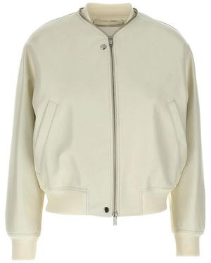 Jil Sander Leather Bomber Jacket - Natural