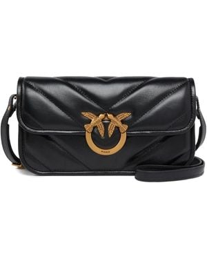 Pinko Leather Shoulder Bag - Black