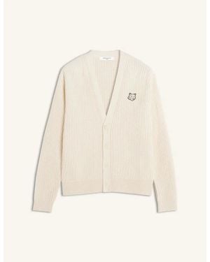 Maison Kitsuné Maison Kitsuné Fox Head Cotton Ribbed Cardigan - Natural